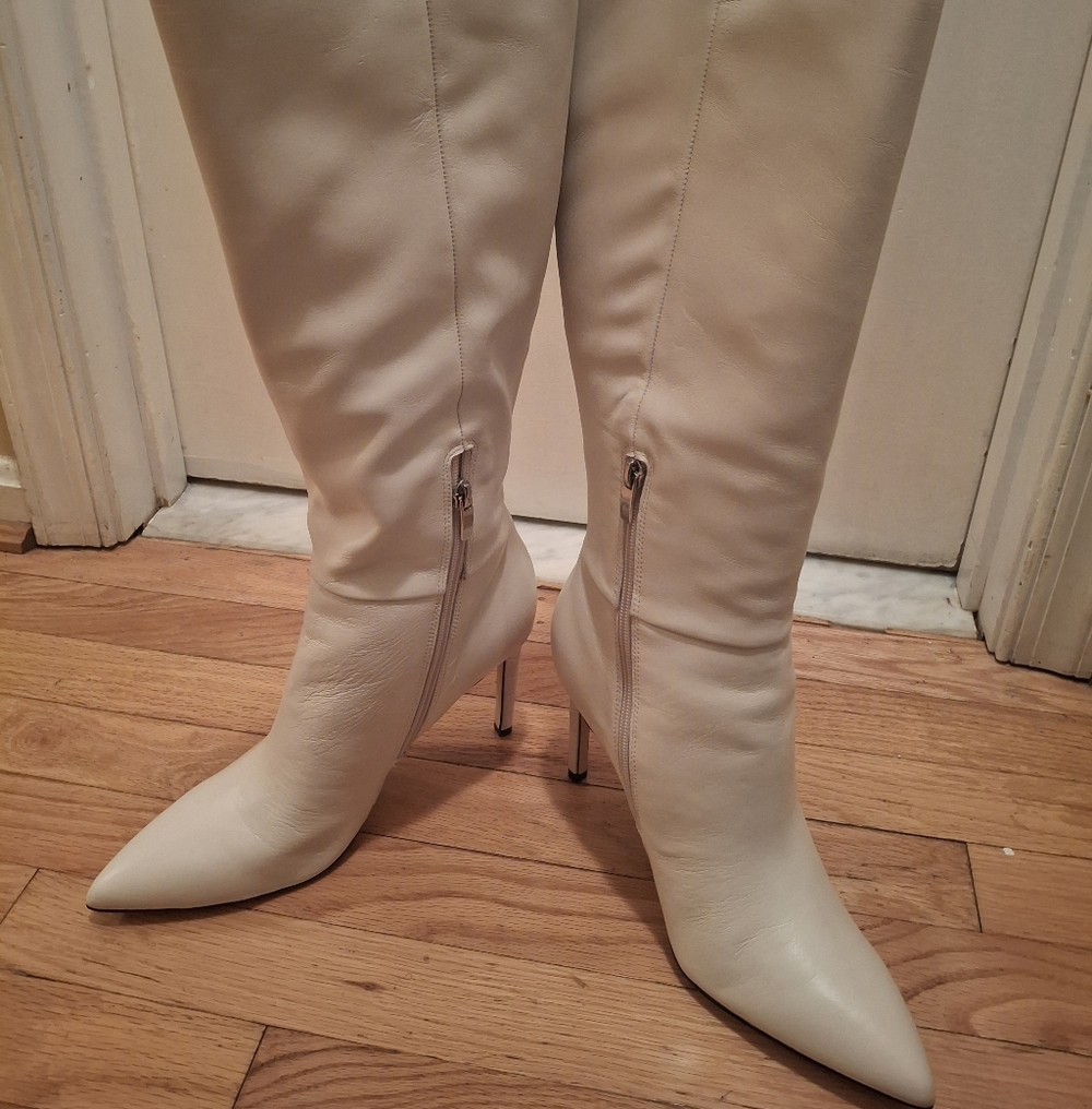 Nine West Cream Heeled Boots